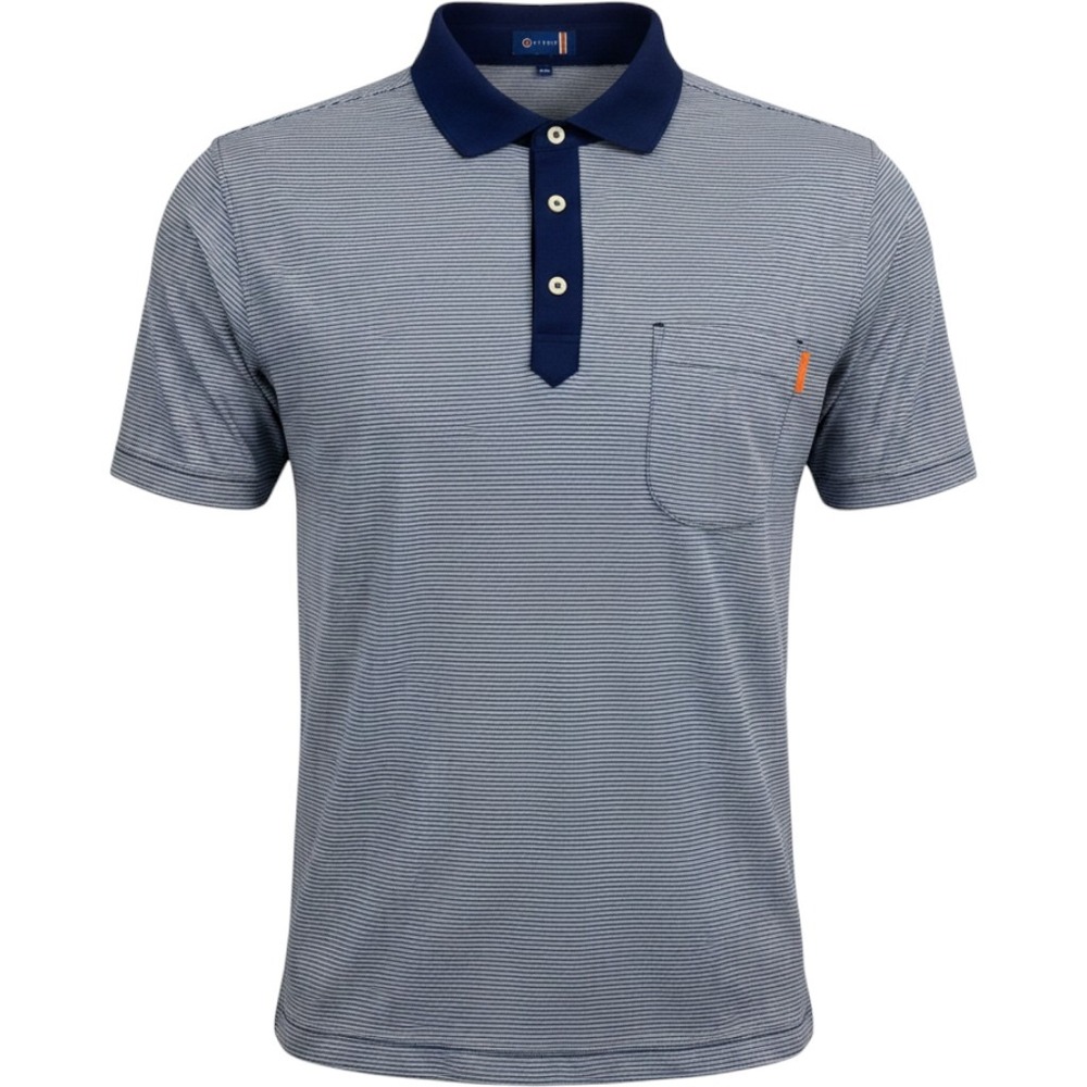 Stitch Golf Mens Navy White Micro Stripe Performance Polo Shirt Size M/L